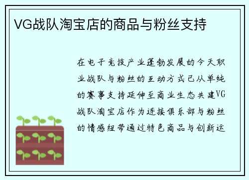 VG战队淘宝店的商品与粉丝支持